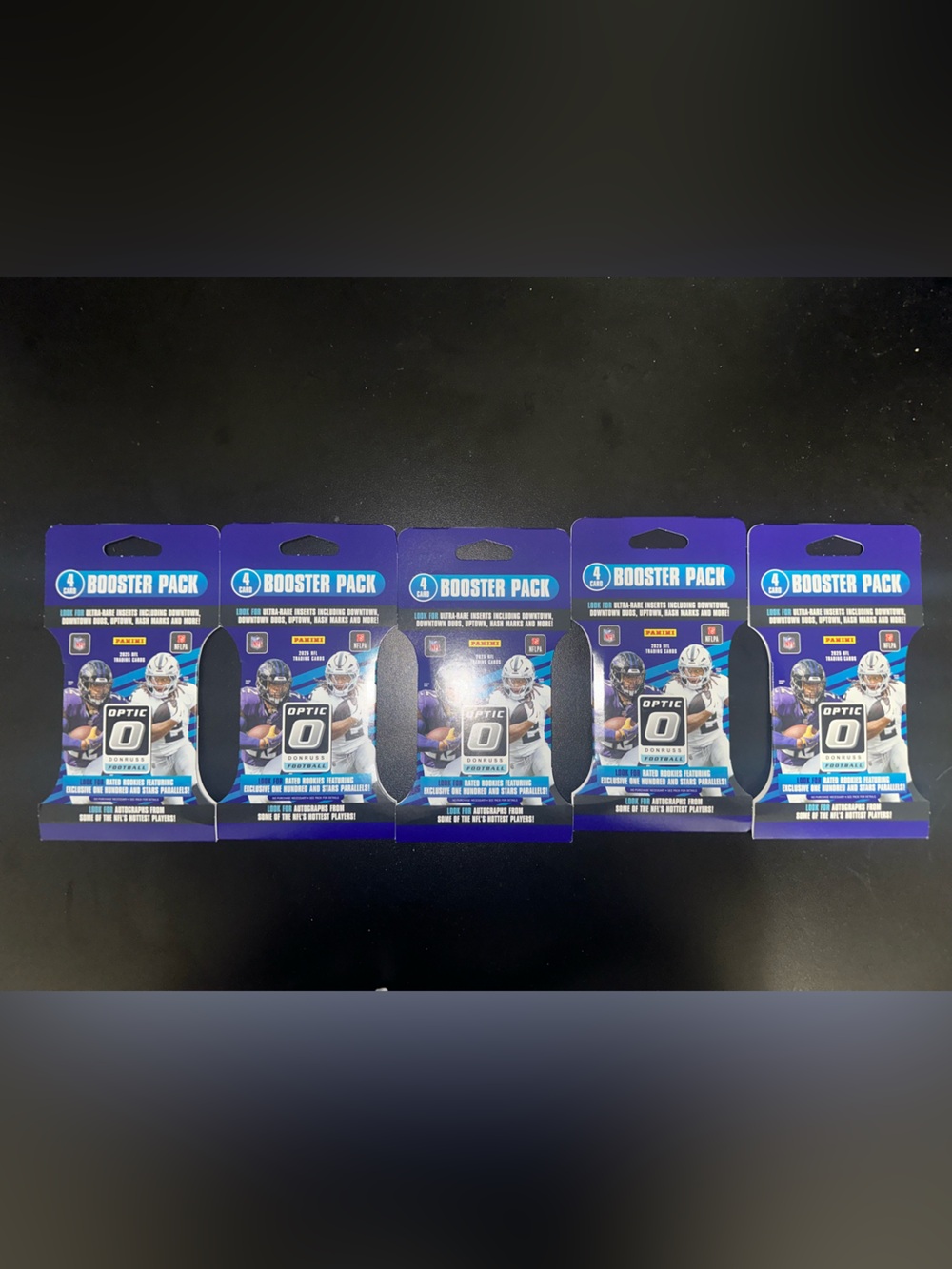 Lot of 5 2025 Don Russ Optic Football Booster Pack Brand New Factory Sealed